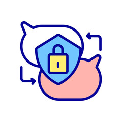 Obraz premium Private chat RGB color icon. Safe online communication service. Protection for messenger software. Digital security for social media. Isolated vector illustration. Simple filled line drawing