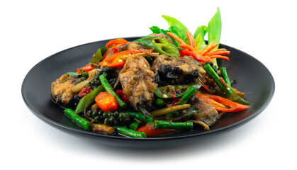 Stir Fried Spicy Catfish with Herb Thai Food