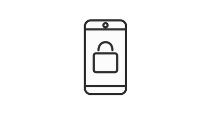 Locked Smartphone Icon. Vector isolated flat editable black and white illustration of a mobile device with a lock