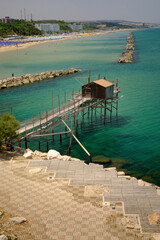 The fishing trebuchet at Termoli beach in the Adriatic Sea , Molise , Italy