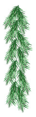 Naklejka na ściany i meble Fir branches border watercolor. Template for decorating designs and illustrations.