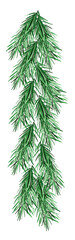 Fototapeta premium Fir branches border watercolor. Template for decorating designs and illustrations.