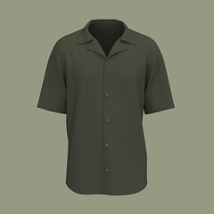 Short-sleeve camp shirt mockup. 3d rendering, 3d illustration