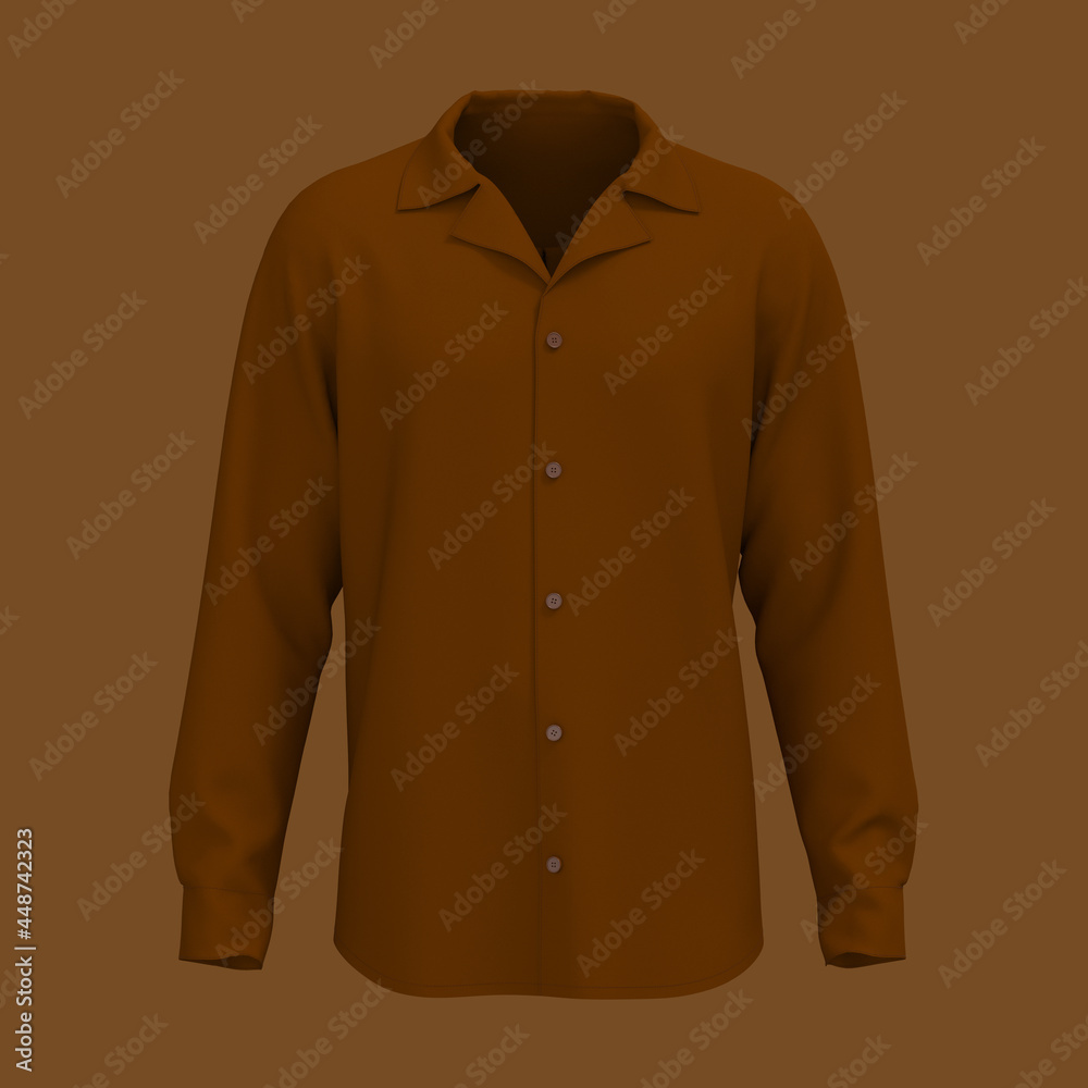 Sticker Long-sleeve camp shirt mockup. 3d rendering, 3d illustration