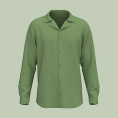 Long-sleeve camp shirt mockup. 3d rendering, 3d illustration