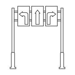 Street arrow vector icon.Outline vector icon street arrow isolated on white background .