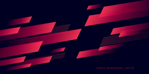 Poster Abstracte rode geometrische compositie, snelheid technologie futuristisch ontwerp achtergrond vectorillustratie. © marynaionova