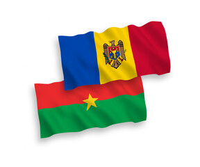 Flags of Burkina Faso and Moldova on a white background