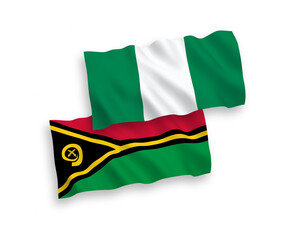 Flags of Republic of Vanuatu and Nigeria on a white background