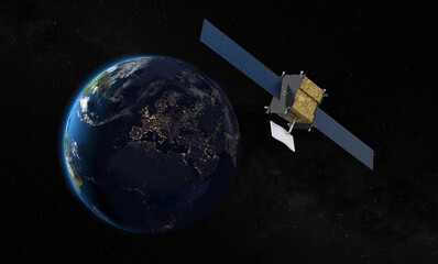 New Telecommunications Satellite Orbiting Earth - NASA Map © Fox_Dsign