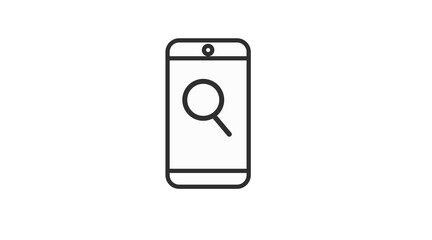 Smartphone and magnifying glass icon. Vector isolated flat editable illustration