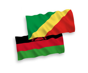Flags of Malawi and Republic of the Congo on a white background