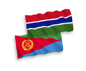 Flags of Eritrea and Republic of Gambia on a white background