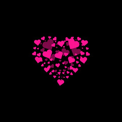 Obraz na płótnie Canvas Heart shapes background. Heart confetti burst isolated. Valentines day concept. Vector festive illustration.