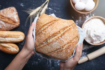 Tuinposter Homemade sourdough bread food photography recipe idea © busra