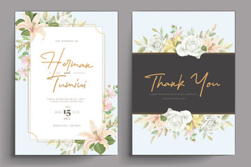 Hand drawn floral wedding invitation template