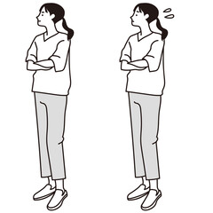 ビジネス女性が腕組みをする全身ベクターイラスト