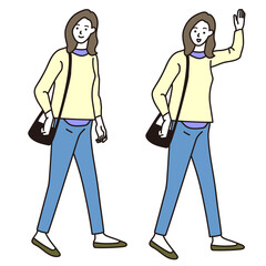 ビジネス女性の歩く姿全身ベクター