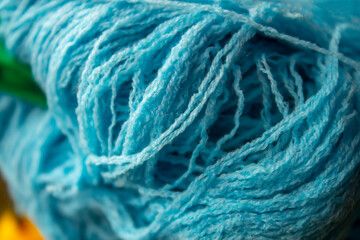 closeup blue threads background texture