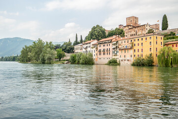 Fototapeta premium View at the Ponte degli Alpini in Bassano del Grappa, Vicenza - Italy