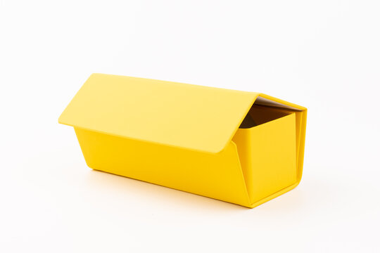 Empty Yellow Box, Isolated On White Background