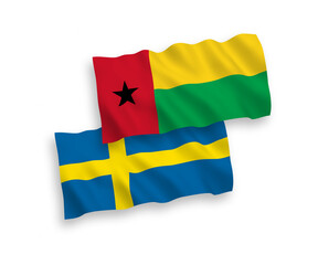 Flags of Sweden and Republic of Guinea Bissau on a white background