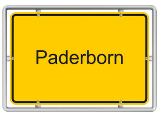 Paderborn - yellow road sign isolated on white background