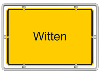 Witten - yellow road sign isolated on white background