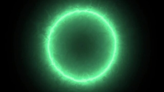 A magic large ring of green color on a black background
