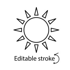 Taiwanese flag symbol outline icon. Taiwan. Oriental sun. Asian item. Editable stroke. Isolated vector illustration