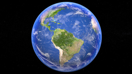 Realistic and detailed Earth and Stars, South America