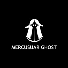 Ghost lighthouse sea tower flashlight navigation vector illustration logo design