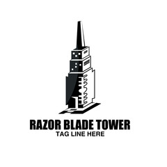 tower of the building razor blade construction capital vector logo design