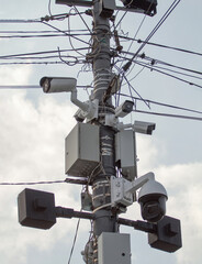 CCTV secure camera on the pole