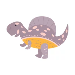 Foto op Aluminium Illustration Dinosaur spinosaurus in the style of a cartoon. An isolated object on a white background. An animal of the Jurassic period similar to a dragon © Anna