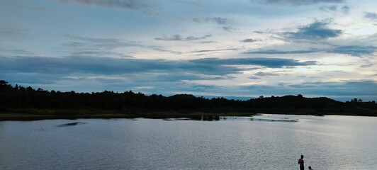 sunset over the lake