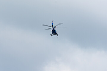 The crew of a German police helicopter searches for a missing person in the state of Baden-Wurttemberg.