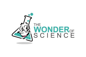 fun smiling beaker cartoon logo