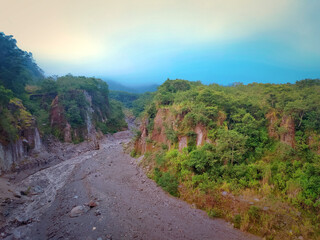 Dry river in the mountains view so beautiful