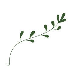 Branch with Green Leaves Vector Clip Art Illustration
