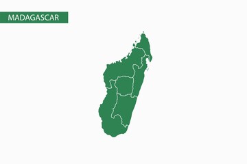 Madagascar green map detailed vector.