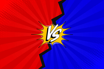 Comic book versus template background in classic pop-art style with halftone dots. Game battle intro. Vector illustration.