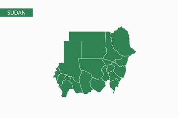 Sudan green map detailed vector.