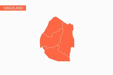 Swaziland orange map detailed vector.