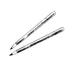 Vector hand-drawn school and office supplies Illustration. Detailed retro style pencils  sketch. Vintage sketch element. Back to School. School essential illustration.