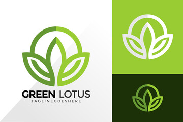 Green Lotus Line Art Logo Vector Design. Abstract emblem, designs concept, logos, logotype element for template