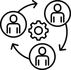 Person with cog icon, facilitation icon