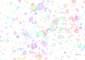 Holographic circles and dots. Hand drawn texture. Yellow cyan purple