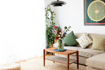Living Room Interior with Flowers