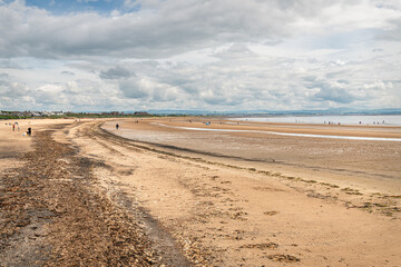 Fototapeta na wymiar The large sandy beach of Troon in Ayrshire in Scotland